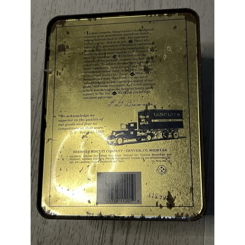 1992 Vintage Bremner Wafers Empty Box 8x4 1/2 X 6 In Rusted